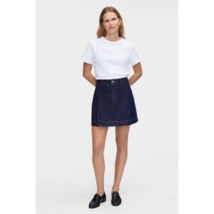 ALIGNE Yolie Pleat Denim Mini Skirt (Indigo), size UK 14 / US 10, 100% cotton,
